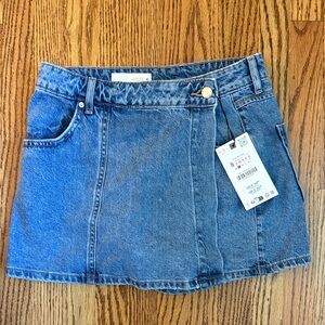 Zara Blue Denim Mini Skort with Front Panel